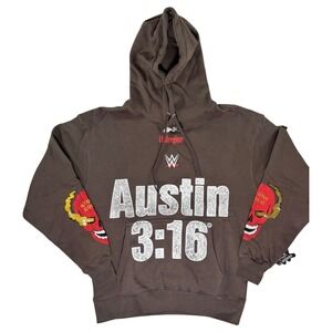 Civil Regime WWE Stone Cold Steve Austin Hoodie Mens Medium Brown Graphic Print